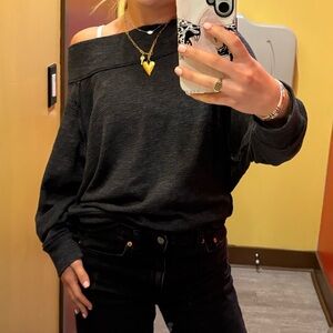Free People Black Off-the-Shoulder Sweater